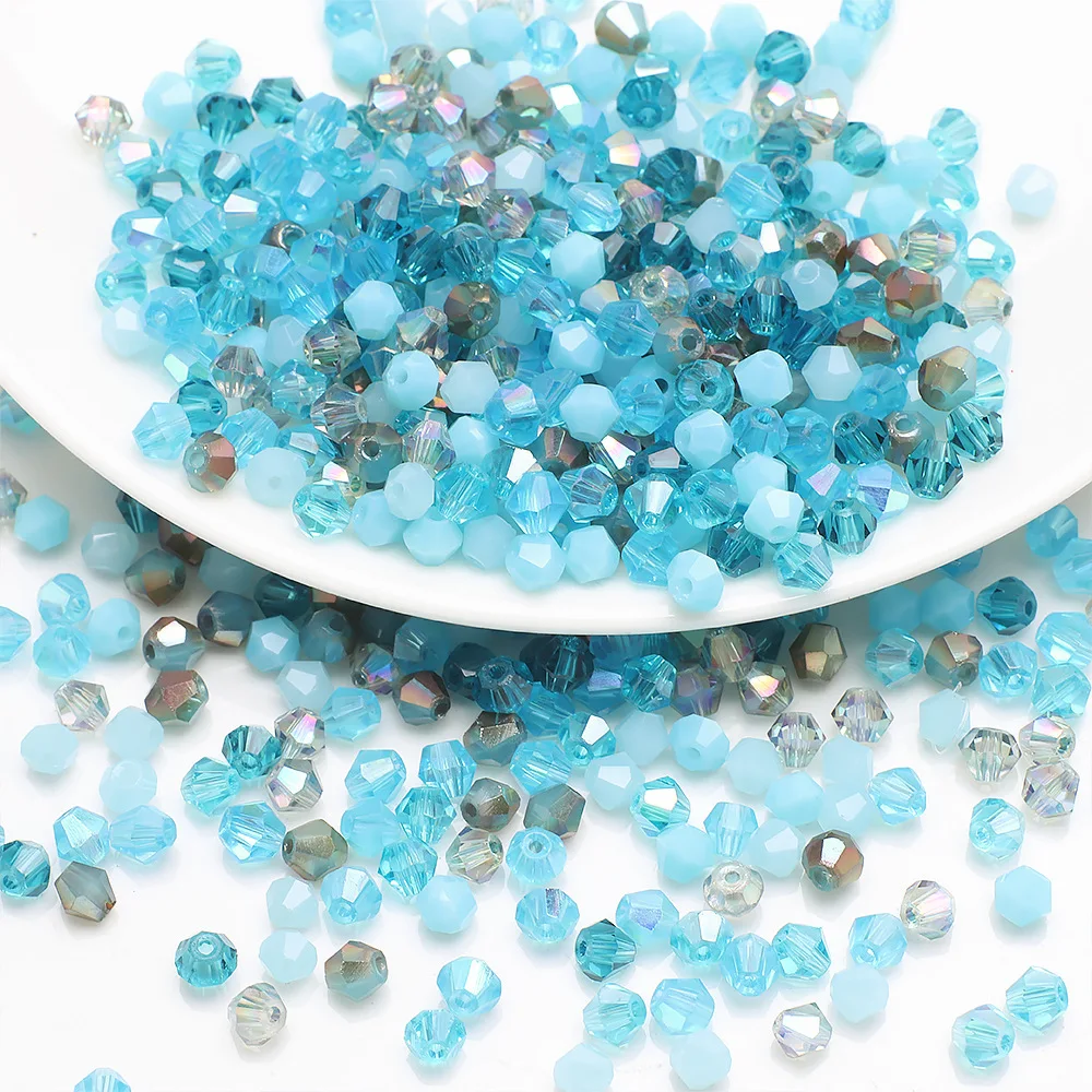 

200PCS4MM Colored Transparent Glass Artificial Crystal Pointed Beads DIY Bracelet Necklace Spacer Bead Clothing Jewelry Material