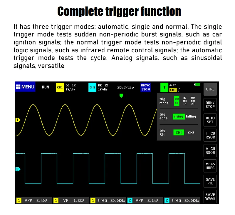 1013D Touch Screen Digital Oscilloscope Dual Channel 100MHz