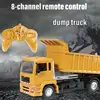 Rc Cars  Dump Truck Vehicle Toys For Children Boys Xmas Birthday Gifts Yellow Color Transporter Engineering Model Beach Toys 2