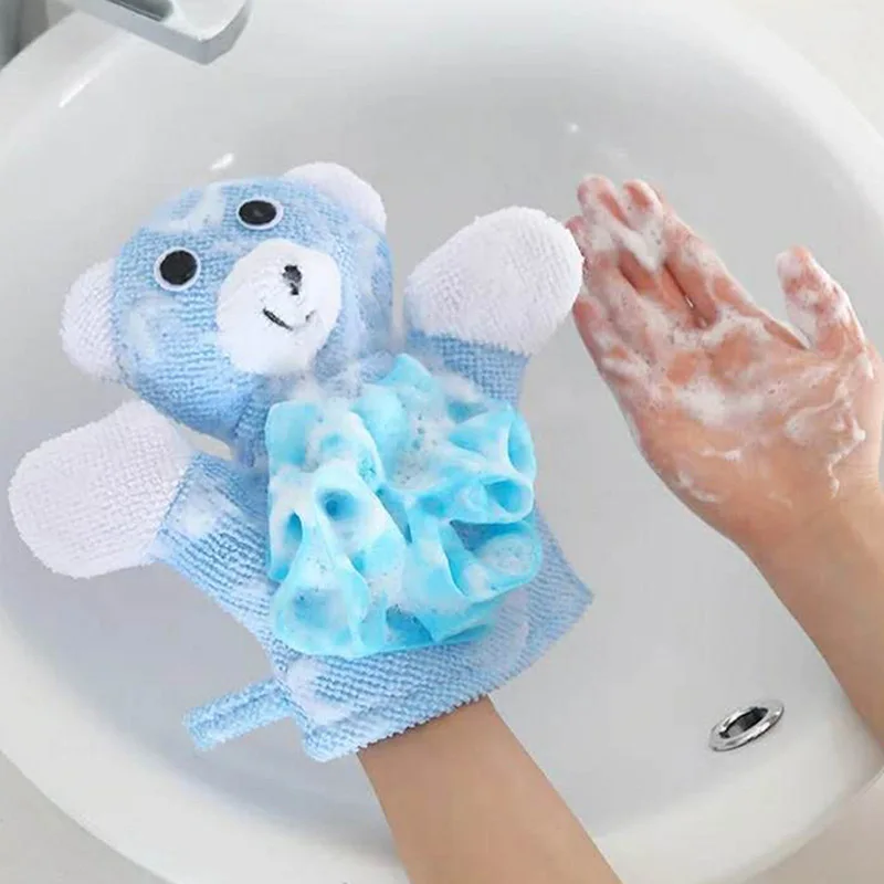 Cartoon Baby Bath Brushes Shower Wash Cloth Towels Soft Fabric Strong Water Absorption Cute Animals Style Kids Care Accessories