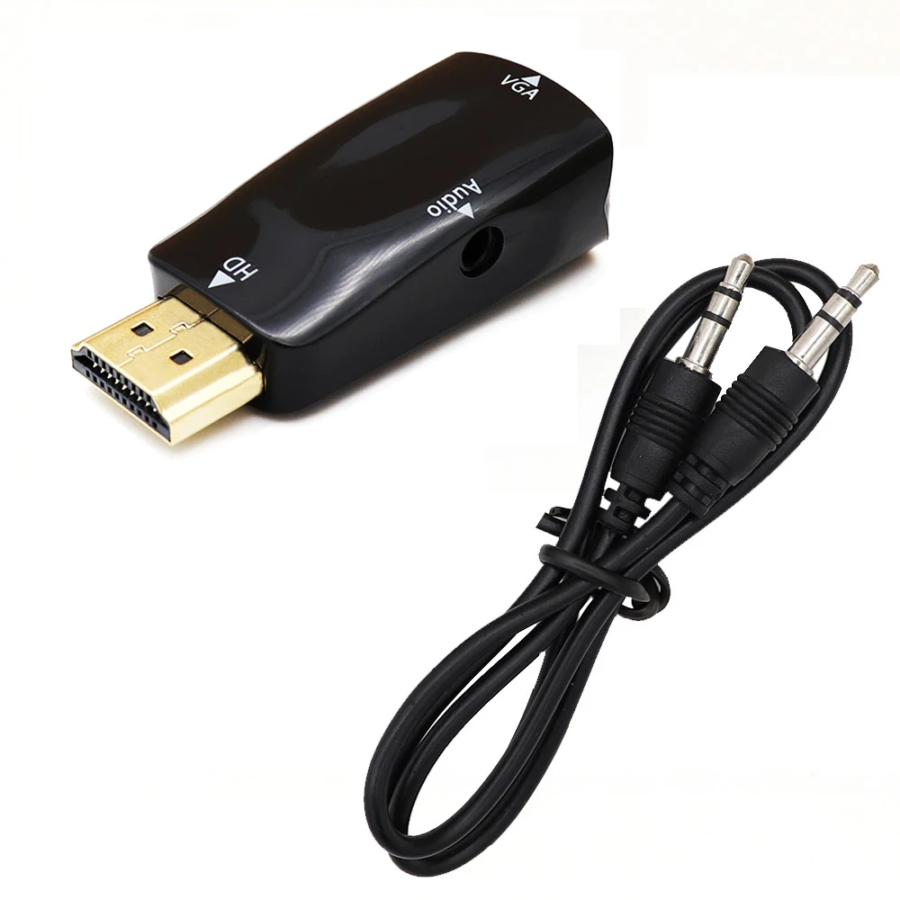 Full HD 1080P HDMI Male To VGA Female Adapter 3.5mm Jack Audio Cable Converter hdmi to vga adapter cable For PC Laptops TV Box Computer Display Projector