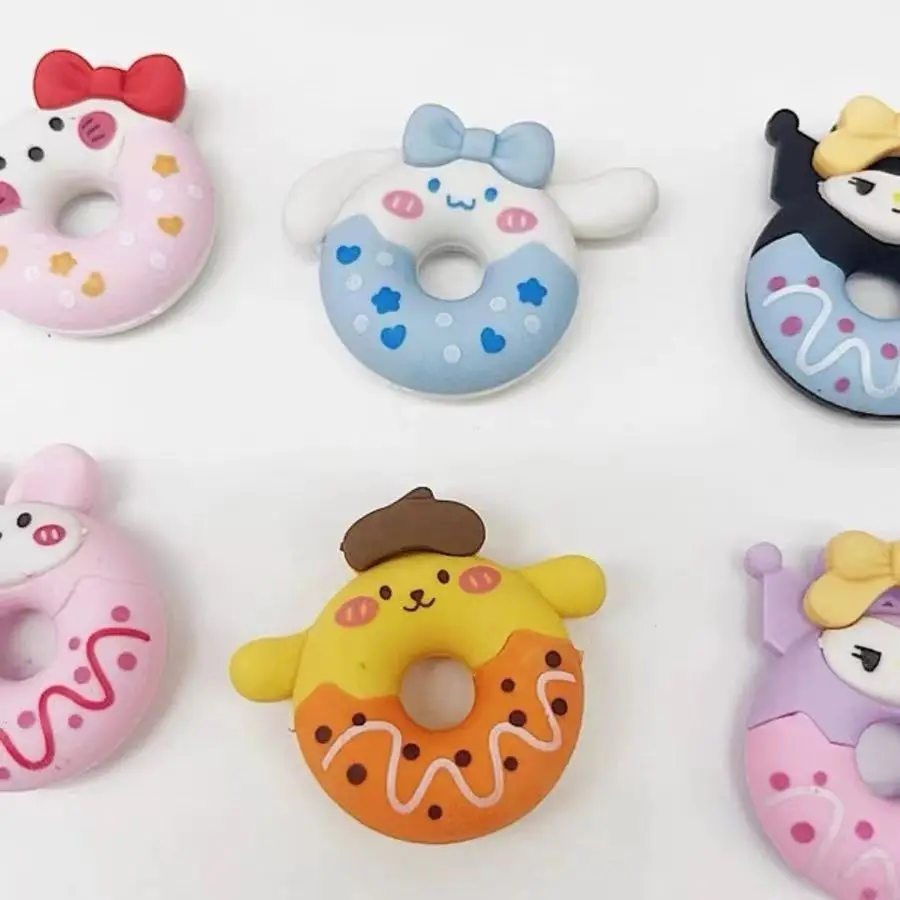 48pcs Sanrio Eraser Kawaii Hello Kitty Student Kawaii Roll Pencil Eraser Student School Supplies Lovely Birthday Anime Kids Gift