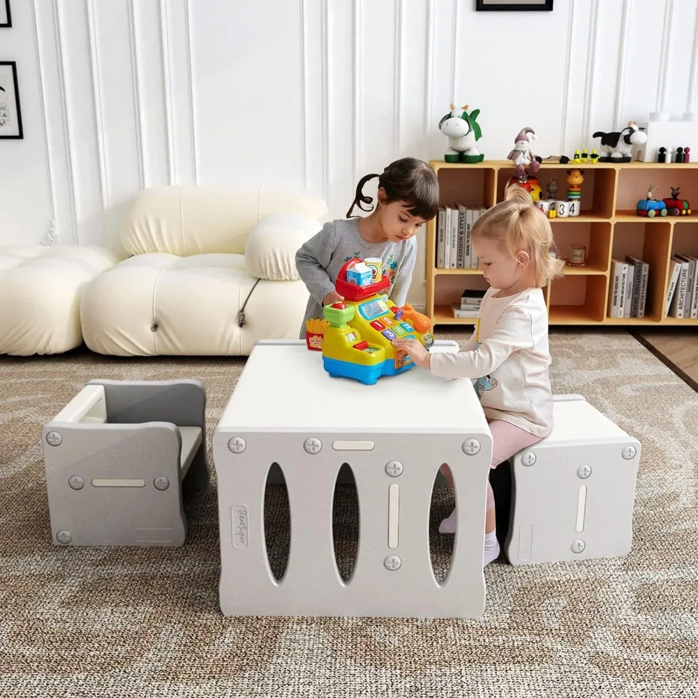 BanaSuper Kid's Table and 2 Chairs Set Plastic Activity Table for Toddlers Children Desk Ideal for Arts & Crafts Snack Time Home