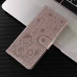 Leather Flip Wallet Phone Case Cover for P Smart Plus 2019 (G3 - Gray)