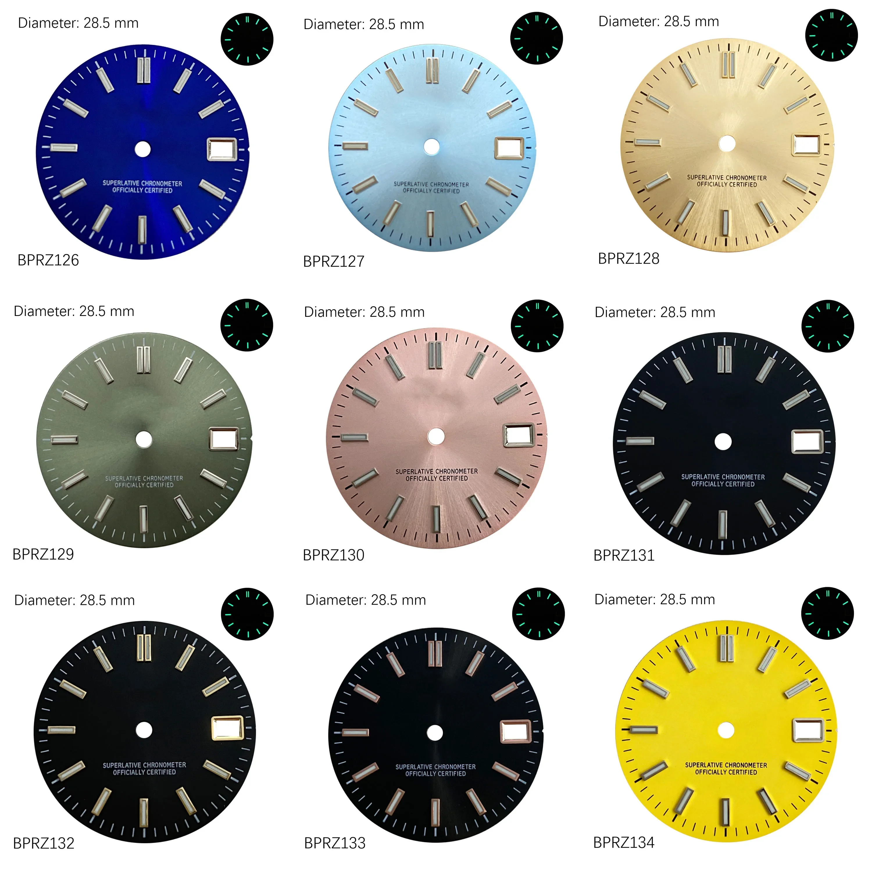 

28.5mm sun stripe nail scale DATE-JUST NH35/4R dial watch accessories custom watch S dial（1）