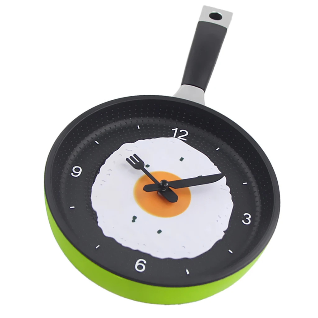Frying Pan with Fried Eggs Design Wall Clock, 9x8inch for Kitchen,Living Room,Bedroom Decor 4