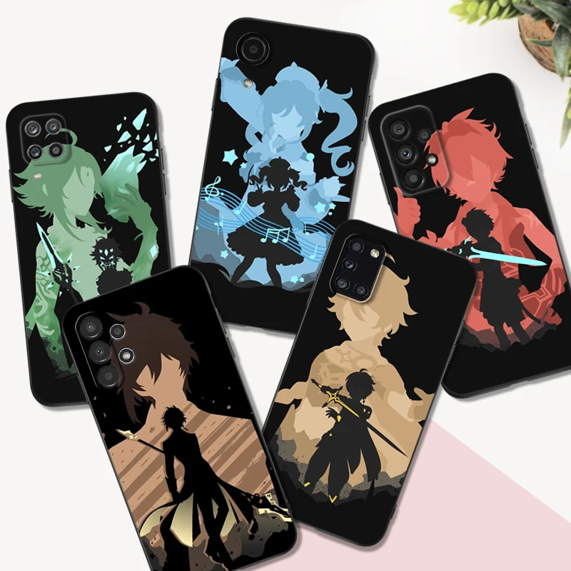 Custodia In Tpu Nero Per Samsung Galaxy F23 M12 M22 M23 M32 4G M52 5G M30S M21 Genshin Impact Anime