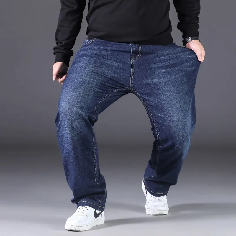 Invisible Open-Seat Pants Autumn and Winter Fleece-Lined Thick Jeans Men's Straight Loose Large Size Full-Open Type Outdoor