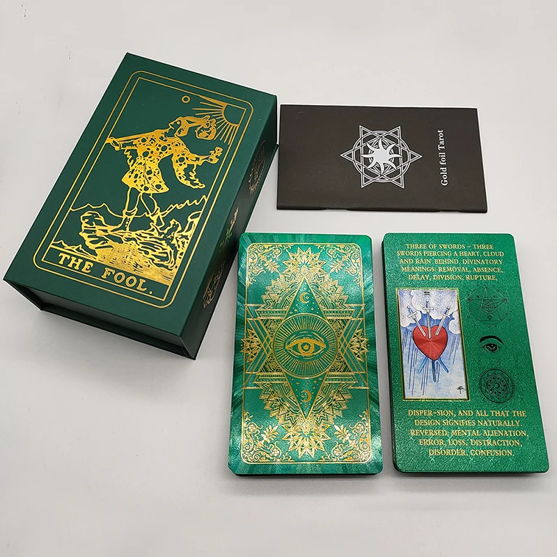 New Rider Waite Deck Gold Foil Tarot Cards Mysterious Board