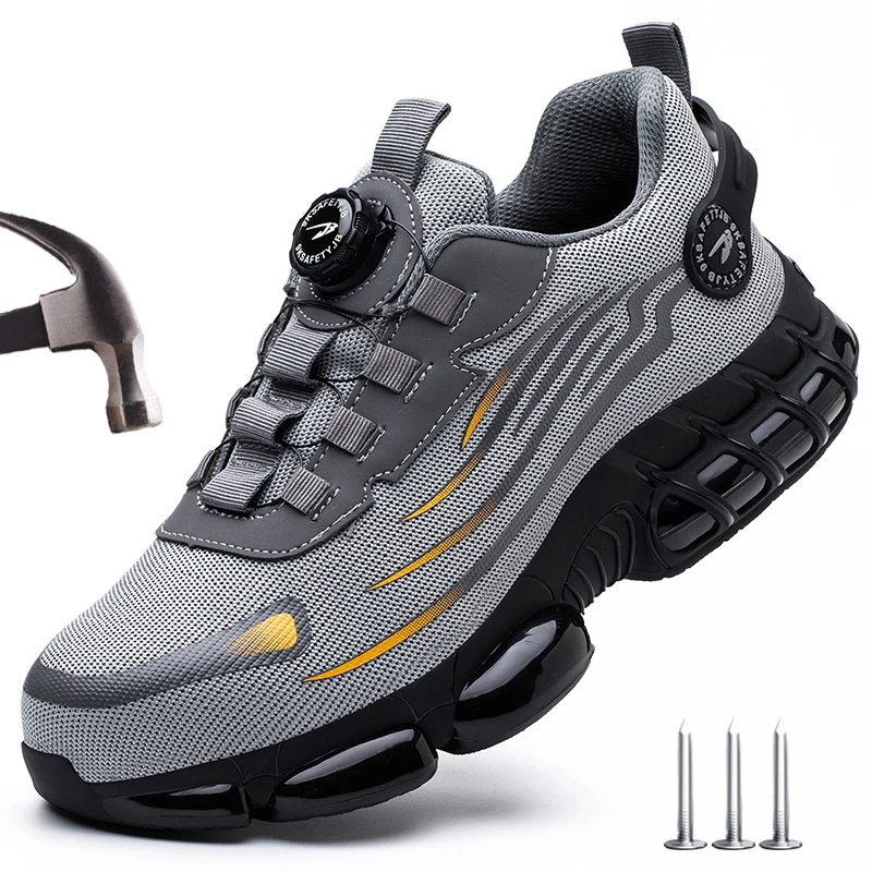 Rotating Button Work Safety Shoes Men Indestructible Steel Toe Shoes Security Work Sneakers Protective Safety Boots size 47 48