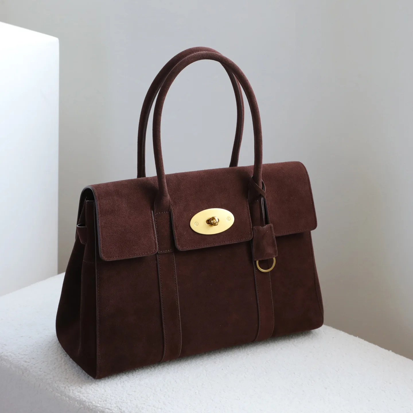 Niche Matte Cowhide Bowling New Commuter Large Capacity Boston Genuine Leather Handbag Shoulder Bag For Women Top-handle Bags