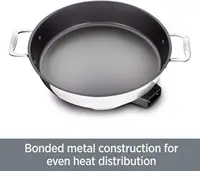 Electrics Stainless Steel and Nonstick Surface Skillet 7 Quart 1800 Watts Temp Control, Cookware, Pots and Pans, Oven, 2