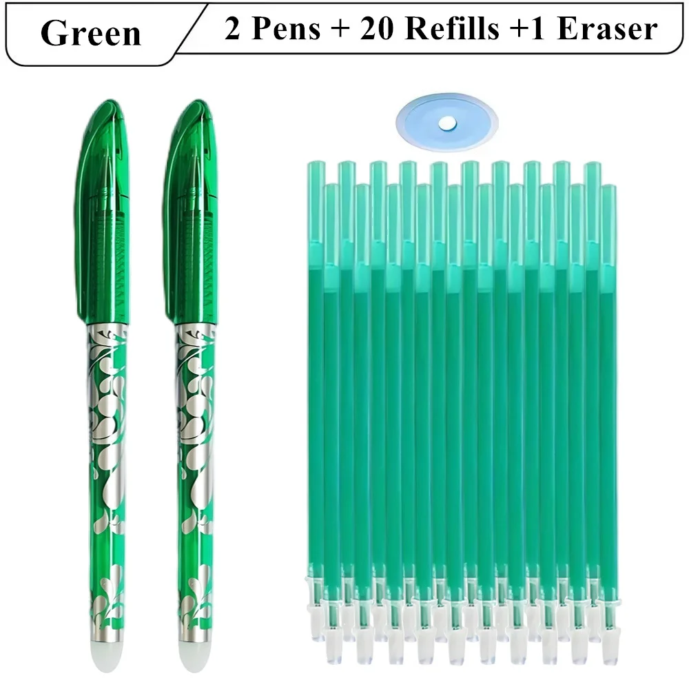 Gel Pens Erasable Neutral Pens Erasable Pen Refills Colored Pens Erasable Gel Pens Erasable Pens Gel Pen Refills Color Pen Set 2 Erasable Gel Pens + 20 Refills + 1 Eraser 0.5mm for School Office