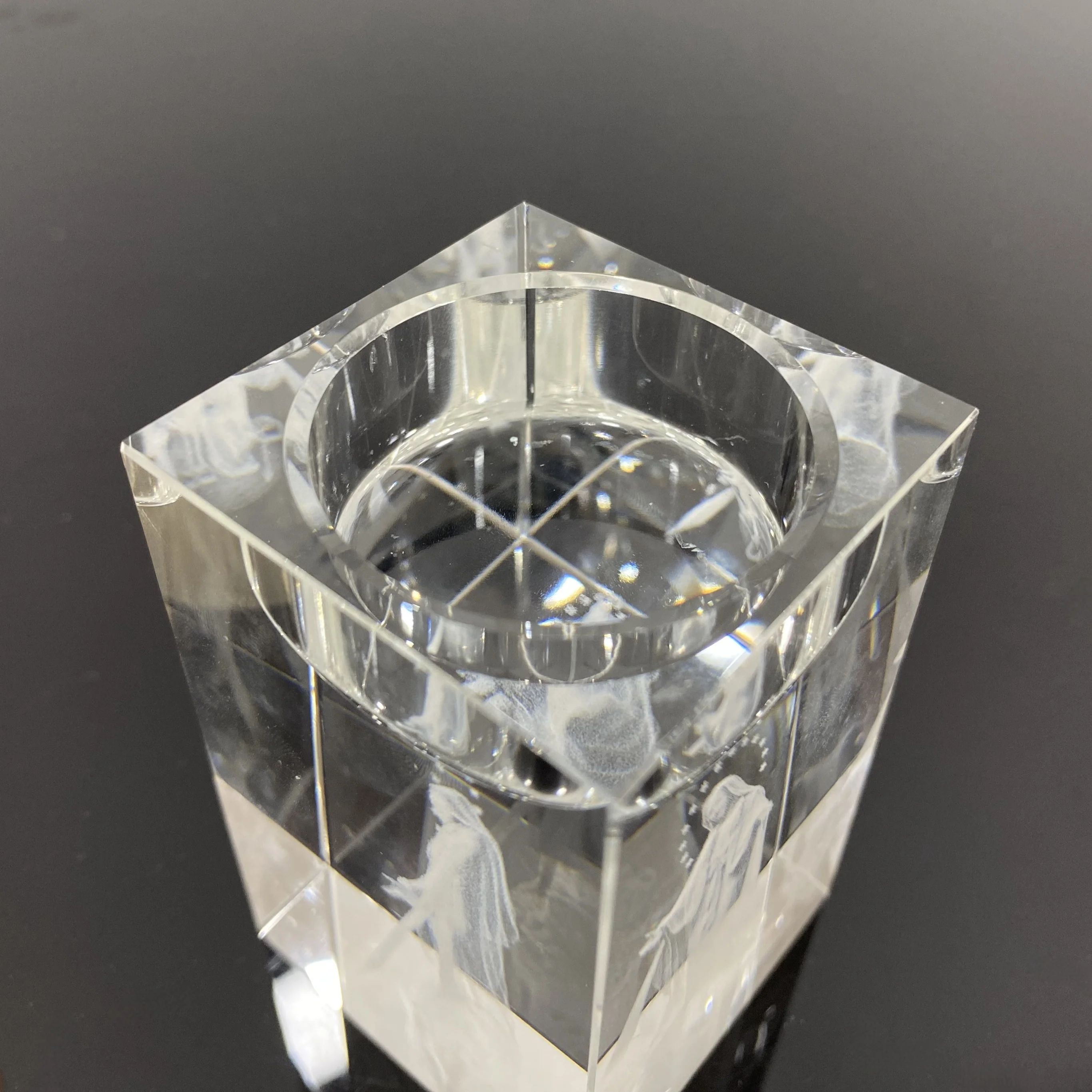 Nordic Crystal Glass Candlesticks Creative 3D Laser Engrave Cross Jesus Statue Mary Sculpture Altar Candle Holder Home Decor - Image 6