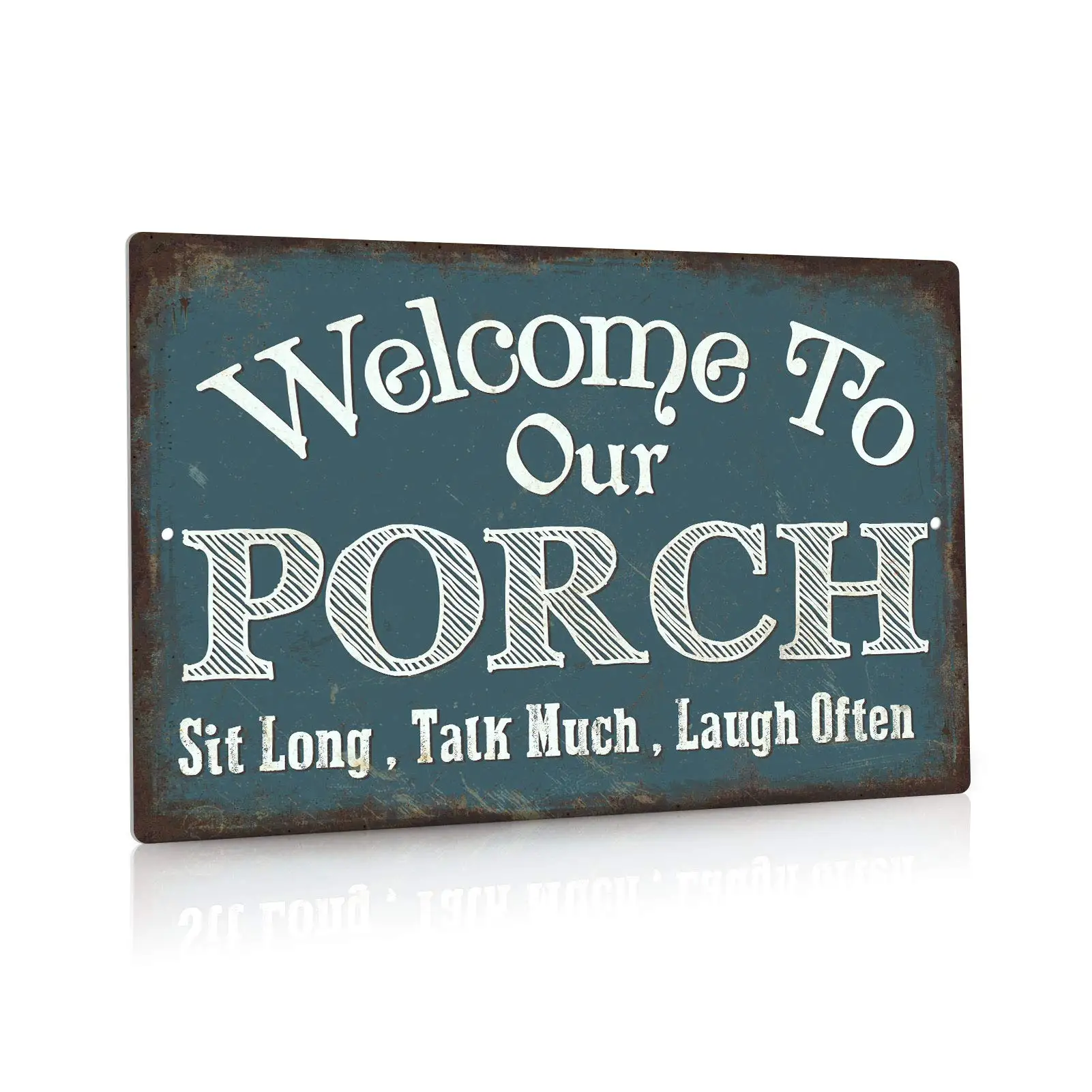 

Decor Welcome to Our Porch Sign, Aluminum Metal Wall Sign for Home, Bar, Farmhouse, 12x8 Inches Use Outdoor/Indoor