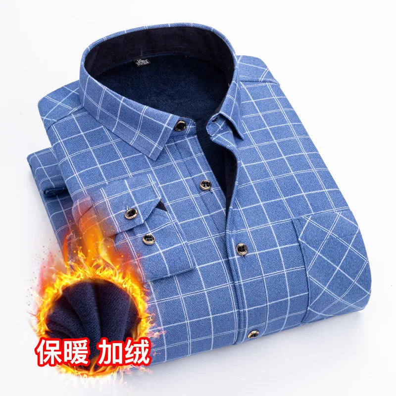 

Мужская зимняя уличная теплая рубашка, бархатная утепленная Модная рубашка в клетку с принтом, брендовая Облегающая рубашка с длинным рукавом для работы, платье-топ