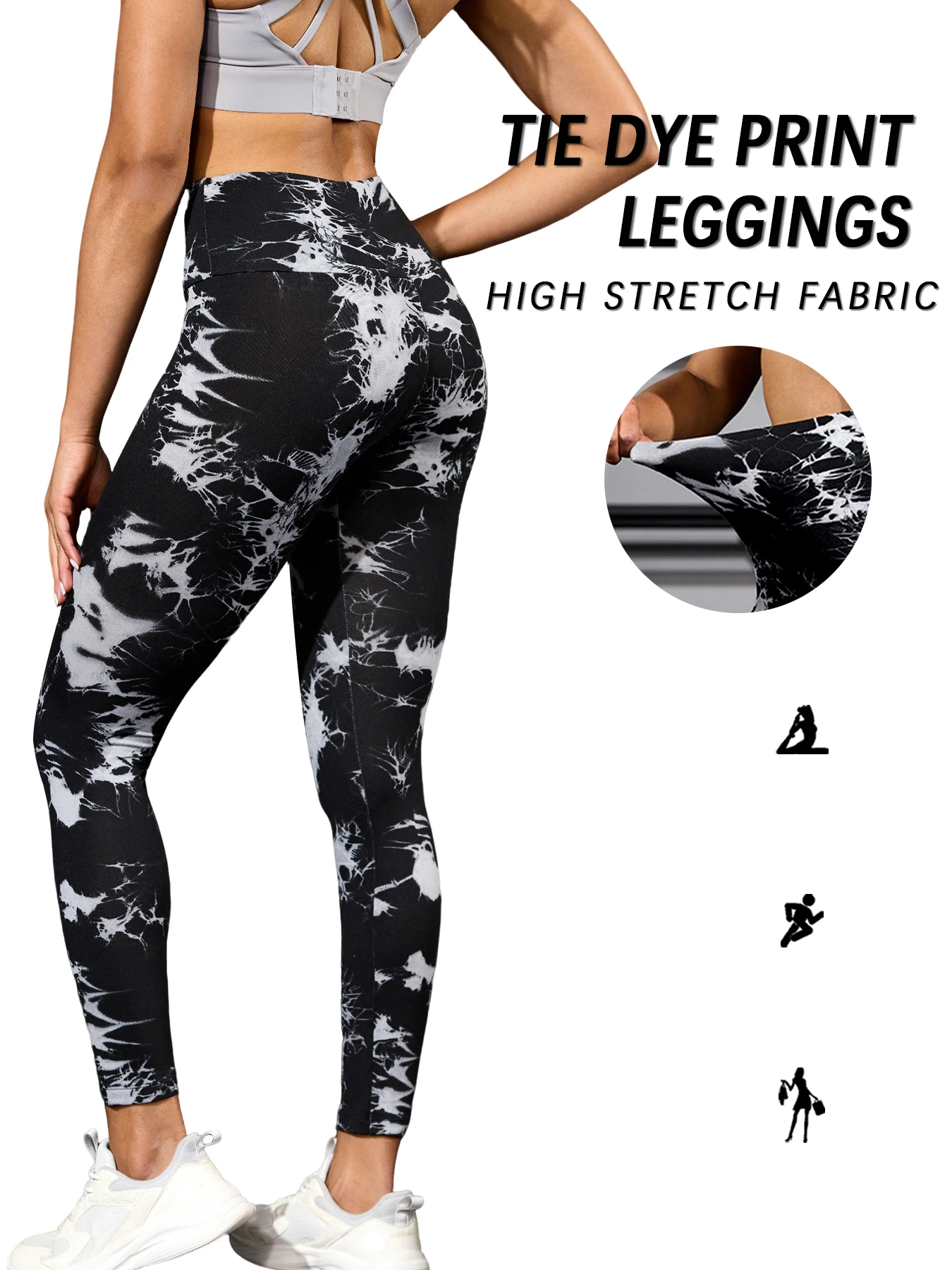 Super Soft High Waisted Tie Dye Leggings for Women Yoga Running Gym No See Through Workout Athletic Tights Push Up Gym Fitness 2