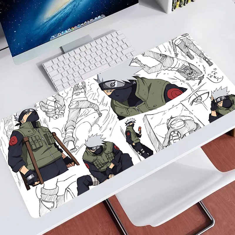 Large Gaming Mousepads N-narutoS Kakashi Hatake Computer Soft Mousepad 900x400 Desk Pads For PC Keyboard Mats non-slipTable Rug 4