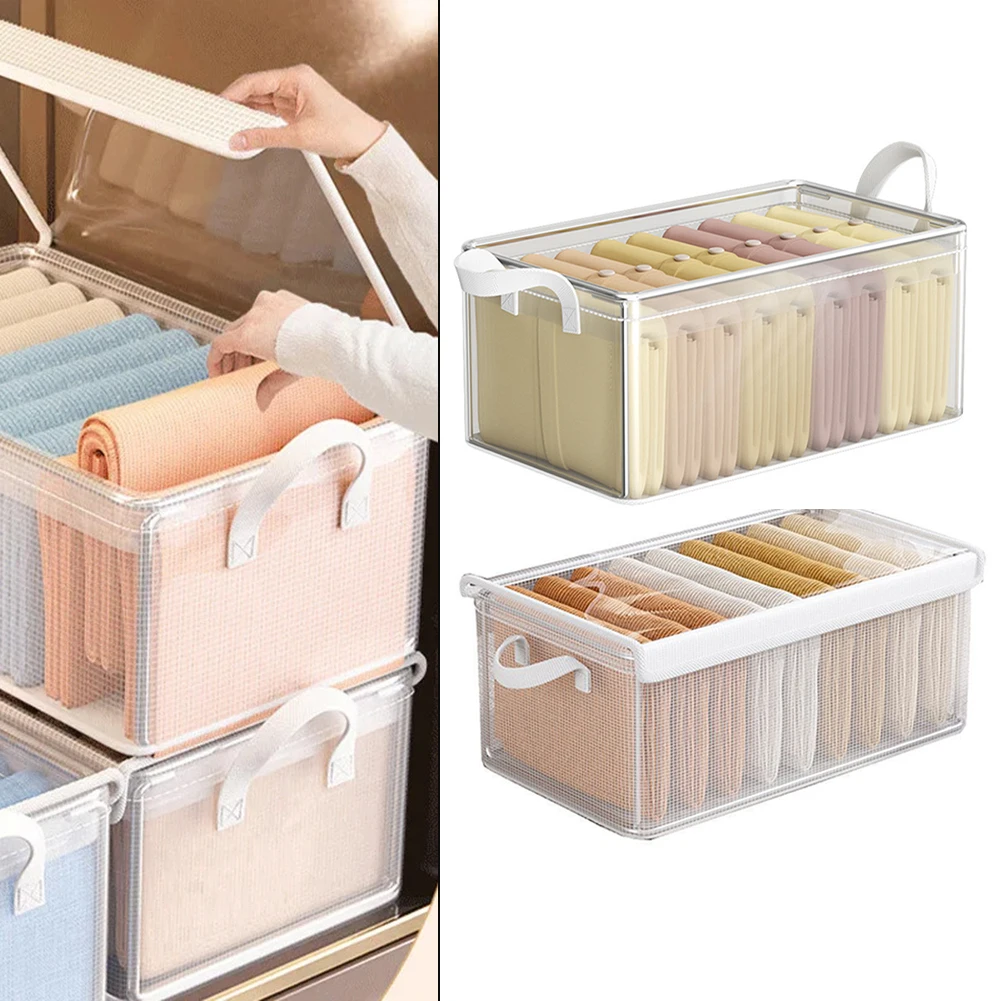 1pc PVC 투명한 보관 바구니 의류 속옷 보관 상자 스테인레스 스틸 프레임 옷장 주최자