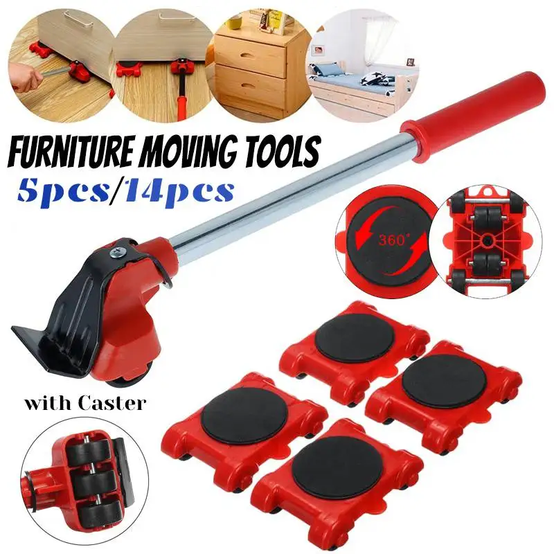5/14Pcs/Set Furniture Mover Labor-Saving Moving Tools Heavy Duty Furniture Remover Lifter Sliders Kit For Lifting Moving 5pcs set moving artifact portable furniture mover large heavy objects mover pulley single labor saving multifunctional mover