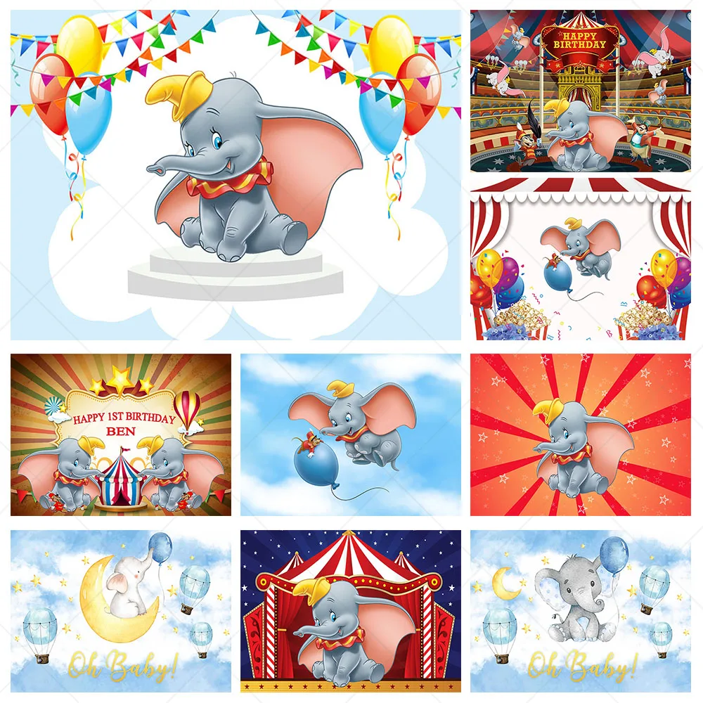 Disney Baby Dumbo Sfondo Bambini Compleanno Decorazione Sfondo Circo Carnevale Stage Vinile Poliestere Fotografia Decor Puntelli