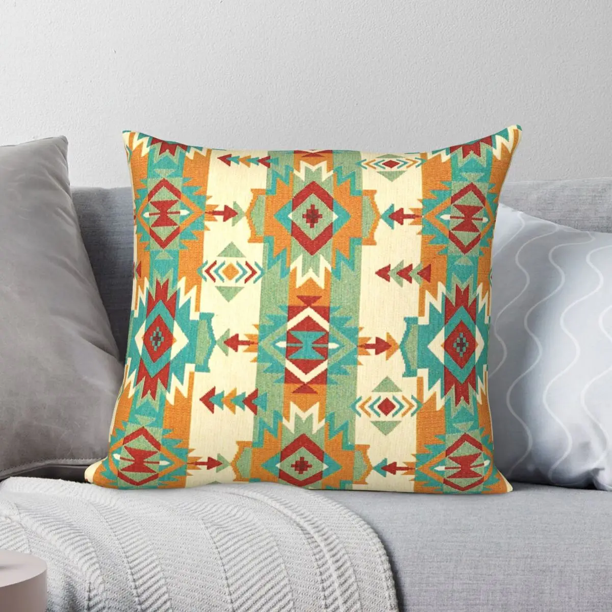 

American Ethnic Icons Square Pillowcase Polyester Linen Velvet Printed Zip Decorative Room Cushion Case