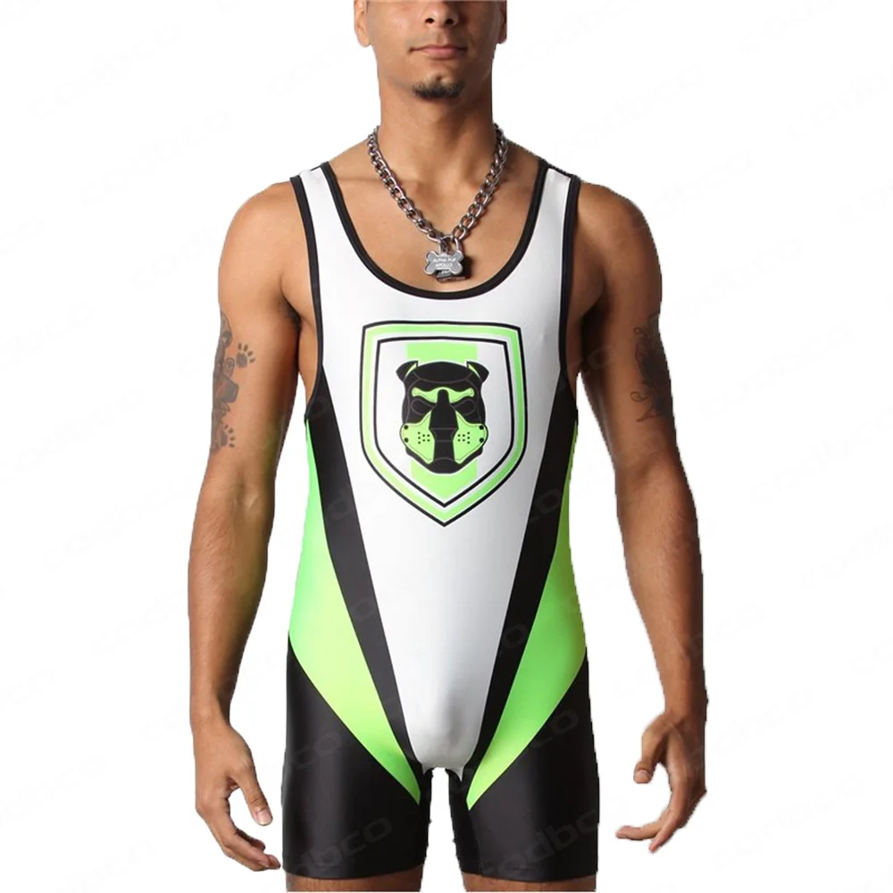 Men's Wrestling Singlets One Piece Bodysuit Sleeveless Outfit Underwear GYM Triathlon PowerLifting Running Tights Skinsuit