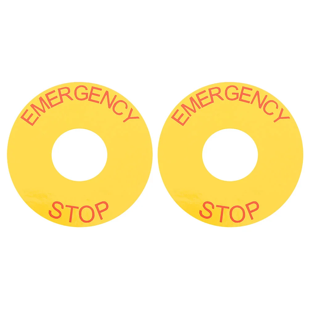 

2 Pcs Equipment Warning Emergency Stop Decal Caution Stickers Labels Mechanical Sign Pvc Tag