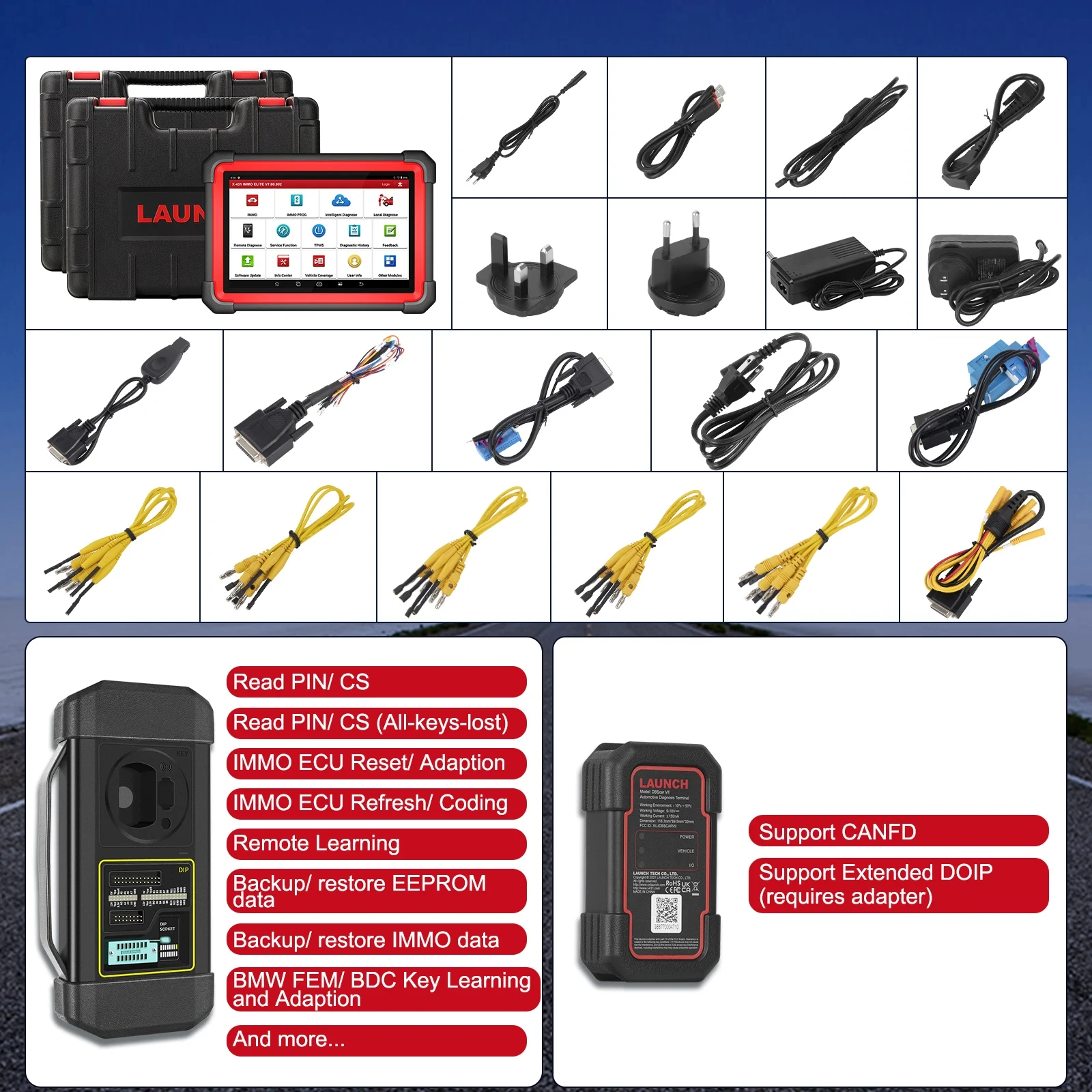 LAUNCH X431 IMMO Elite X-PROG 3 XPROG3 Key Programmer Car OBD2 Diagnostic Tools IMMO Anti-Theft Programming 39 Reset