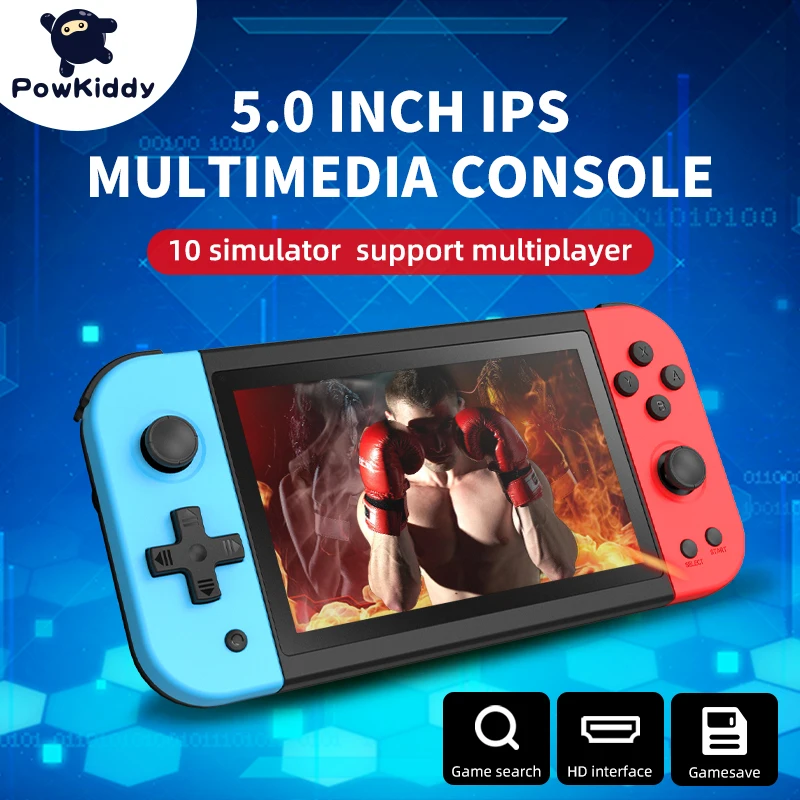 

Powkiddy X51 5.0-inch IPS 800*480 Screen Retro Handheld Game Console Supports HD Output Multiplayer Children's Gifts.