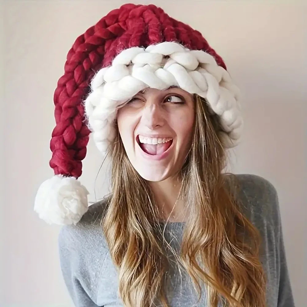 Christmas Santa Knitted Hats Hand-woven Striped Beanie Soft Caps Xmas Tree Ornament Merry Christmas New Year Party Home DIY Prop
