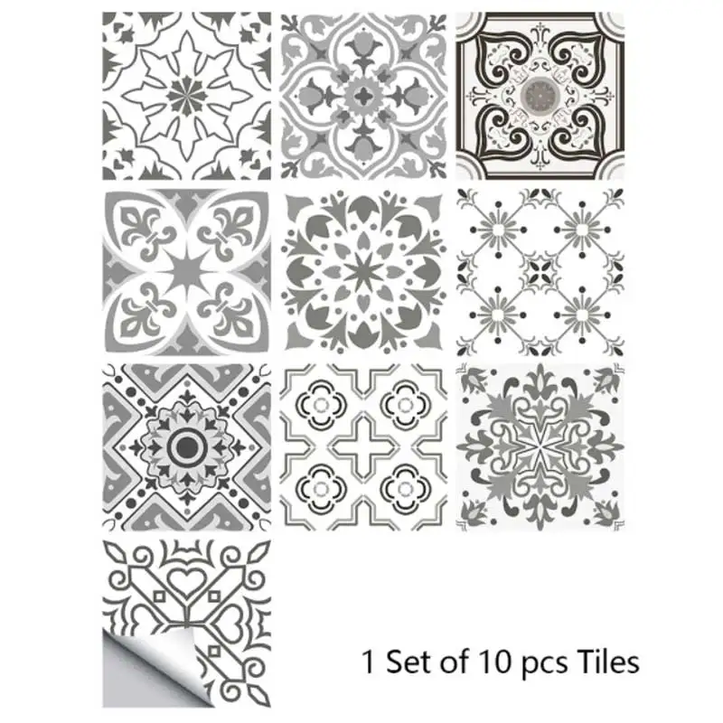 Frosted Matte Film Tile Stickers Kitchen Bathroom Decorative Wall Stickers Waterproof Oil Resistant Wall 10 Pieces