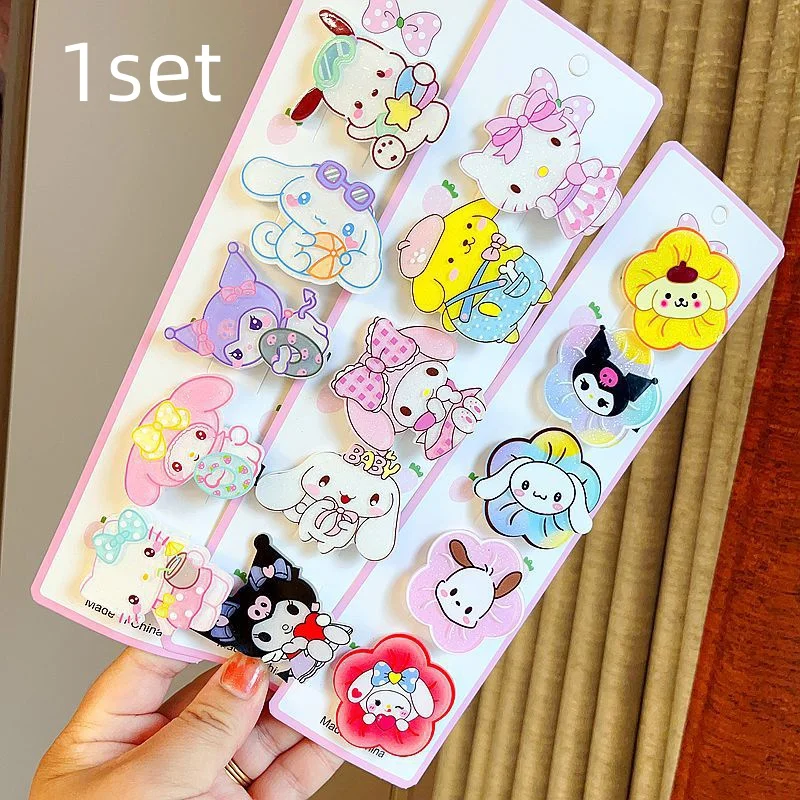 

5 шт. аниме Sanrio аксессуары для волос Kawaii Hello Kitty почтовые коричные Мультяшные украшения для девочек детские заколки для волос подарок
