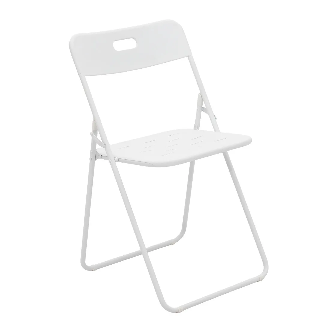 3-teiliges klappbares Bistro-Set für den Außenbereich, E-beschichtet, 2 Stühle und 1 Tisch, wetterbeständig, weiß – Detail 3