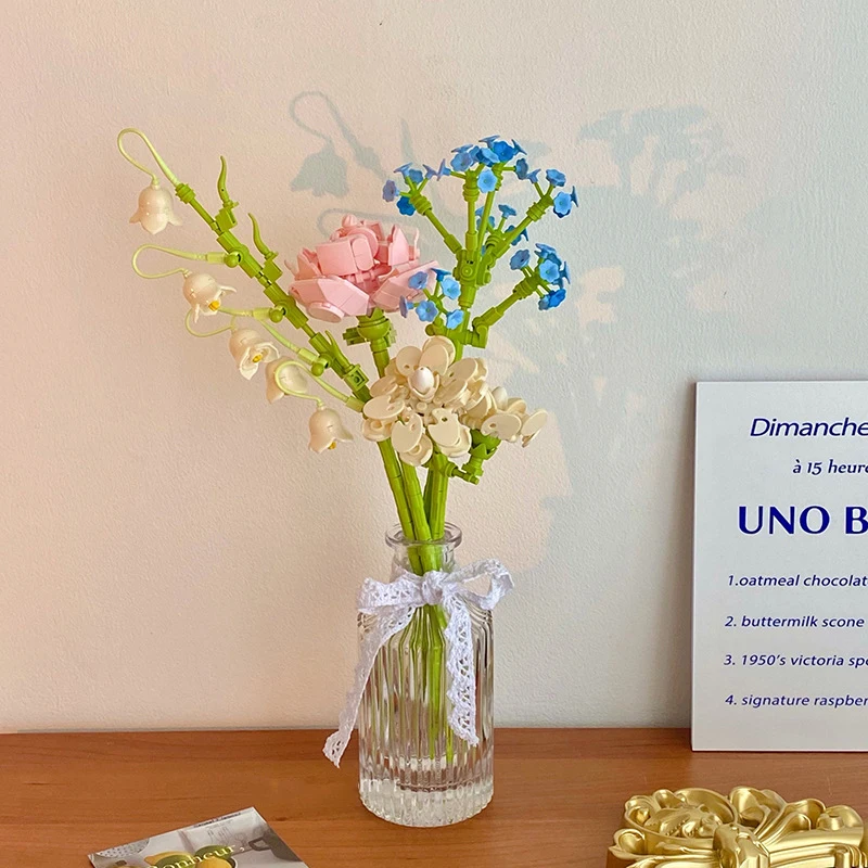 

Simulation Flowers Buliding Block Home Bouquet Decoration 3D Model Diamond Blocks Bricks Creative Assembly Toy for Children