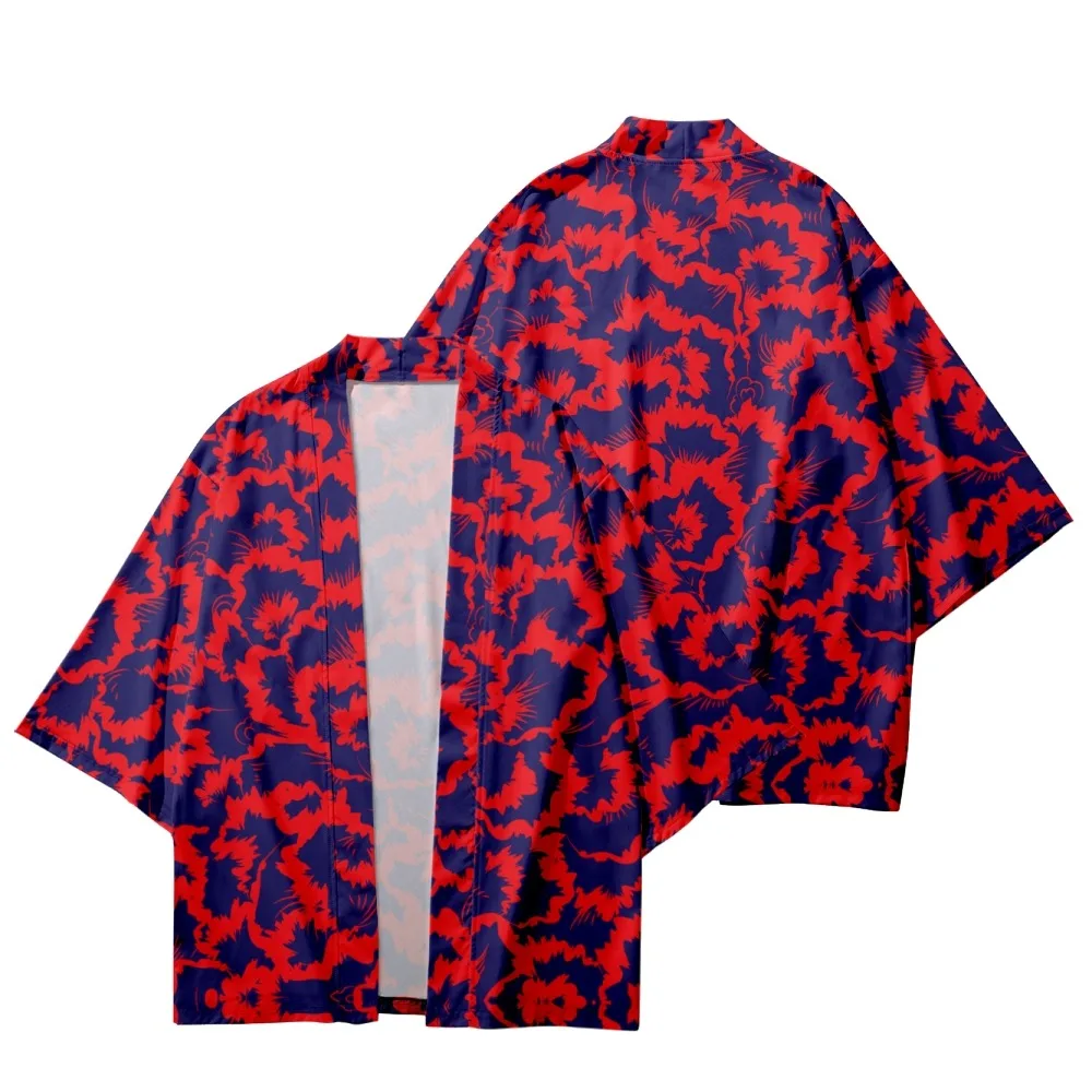 

Abstract floral Print Tops Harajuku Haori Yukata Chinoiserie Fashion Japanese Kimono Streetwear Men's Ladies Cardiga-10