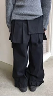 KUSAHIKI Retro Street Causal Irregular Two Piece Detachable Spicy Girl Skirt Pants 1
