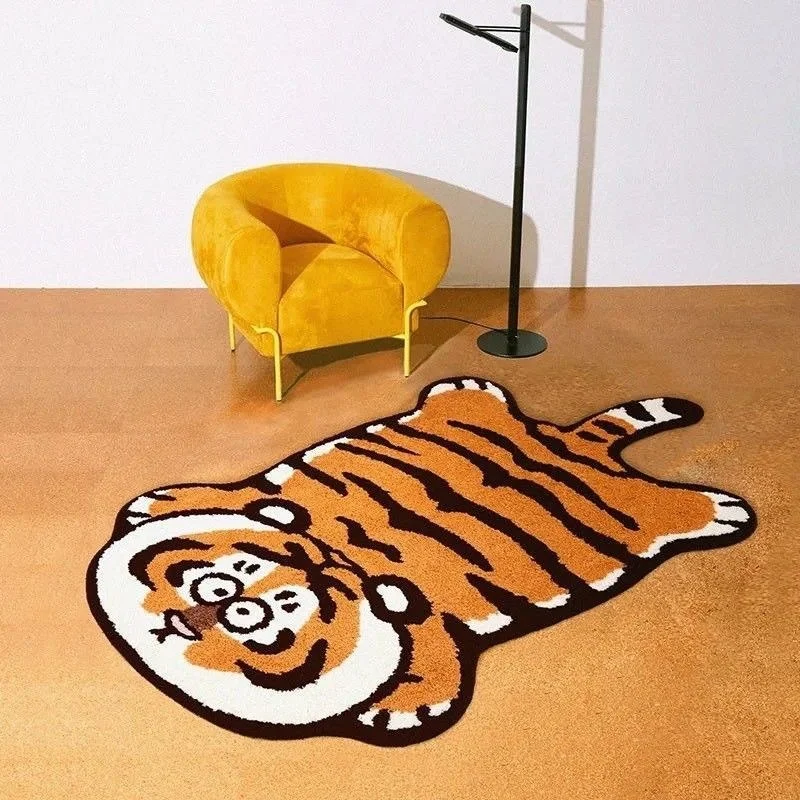

Tiger Rug Bedroom Bedside Blanket Living Room Floor Mats Children's Room Cute Cartoon Long Thick Anti-slip Mat