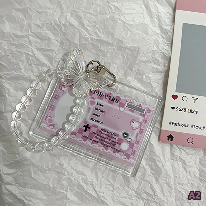 

Crystal Butterfly 3 Inch Acrylic Card Holder Photocards Display Credit ID Bank Card Protective Case Keychain Pendant Fashion