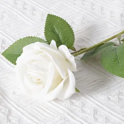 Elegant Artificial Red Rose Bouquet for Wedding and Home Decor - Realistic Floral Arrangement (White)
