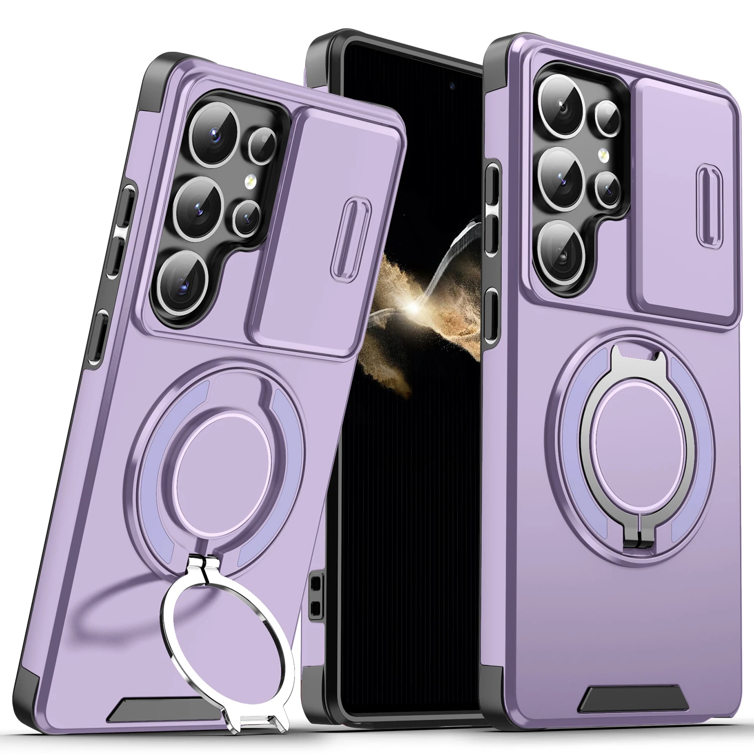 Ultimate Armor Magnetic Bracket Case with Lanyard and Slide Camera Protector - Shockproof Cover