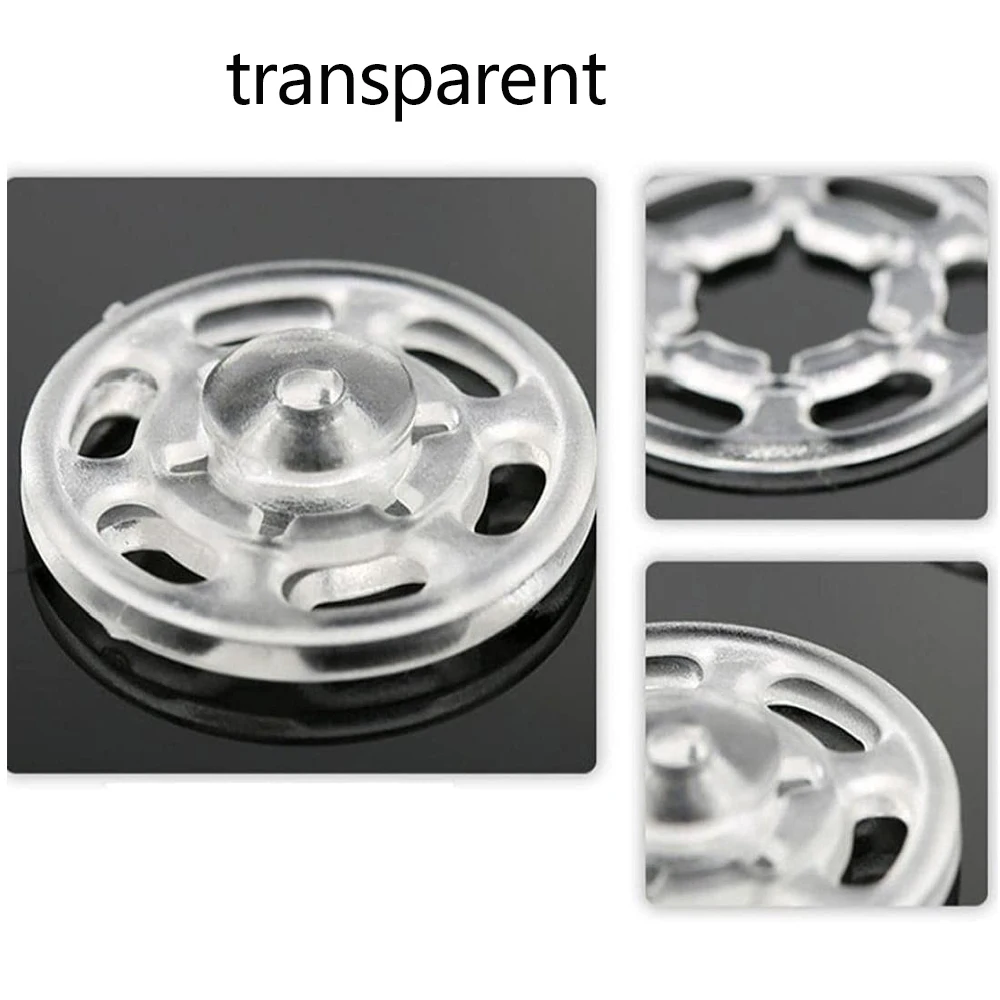 Description Picture 4 of item30 Pairs Plastic Snap Buttons Transparent Buttons Invisible Sewing Snap Fasteners for DIY Shirt Clothes Sewing 7/10/13/15/18mm