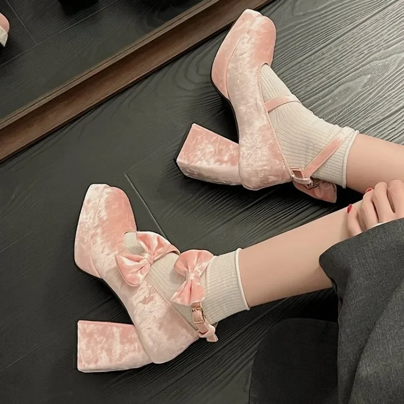 

New Sweet Vintage Mary Janes Shoes Women Star Buckle Lolita Kawaii Platform Shoes Female Bow-knot Cute Designer Shoes