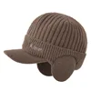 K268 Outdoor Woolen Cap Korean Version Men's Pullover Cap Warm and Thickened Duck Tongue Knitted ear Protection Baseball Hat 5