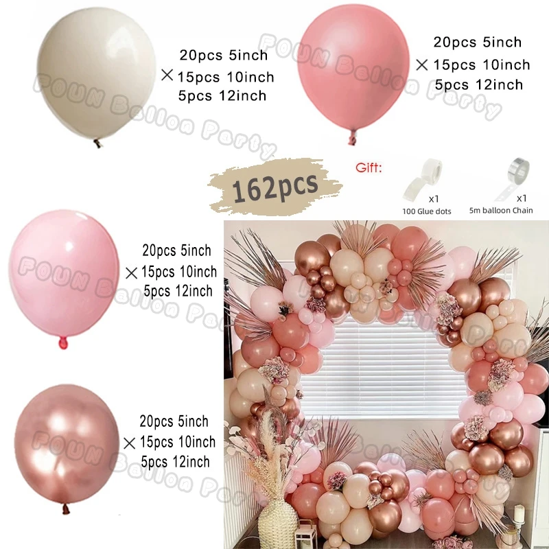 Arco di palloncini rosa e oro rosa,126 pezzi Kit ghirlanda di
