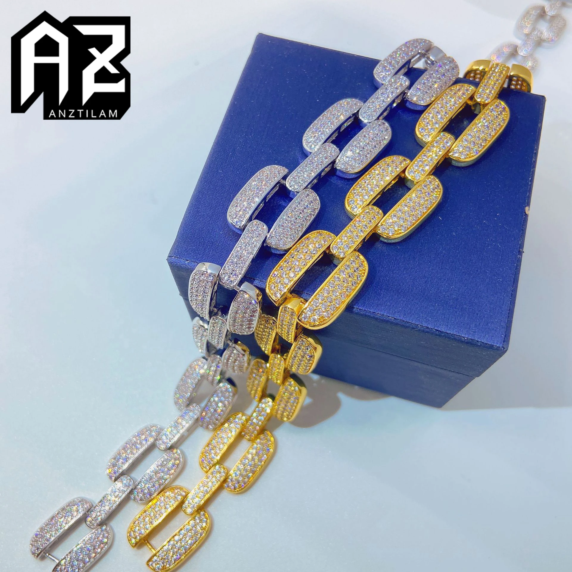 

15mm Iced Out Necklaces for Men Cuban Chain Women Miami Choker With AAA Zircon Hip Hop Rapper Jewelry Drop Shipping