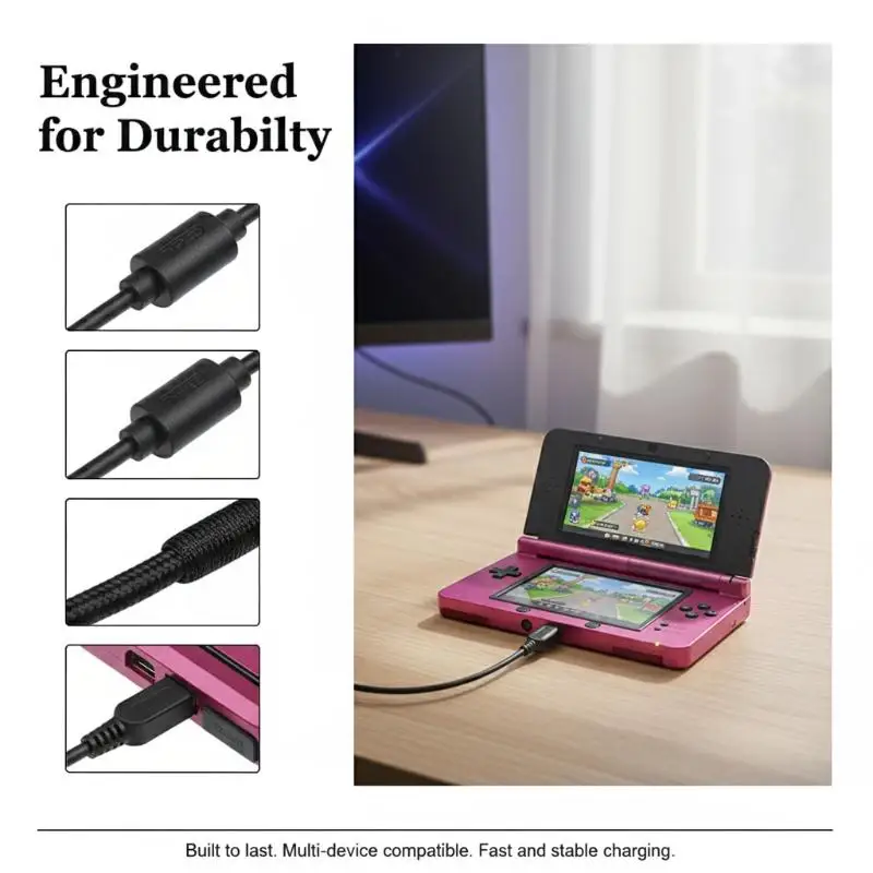 USB C 충전기 케이블 코드 와이어 타입 C NDSI 3DS 2DS XL/LL용 새 3DSXL/3DSLL 2dsxl 2dsll 전원 케이블