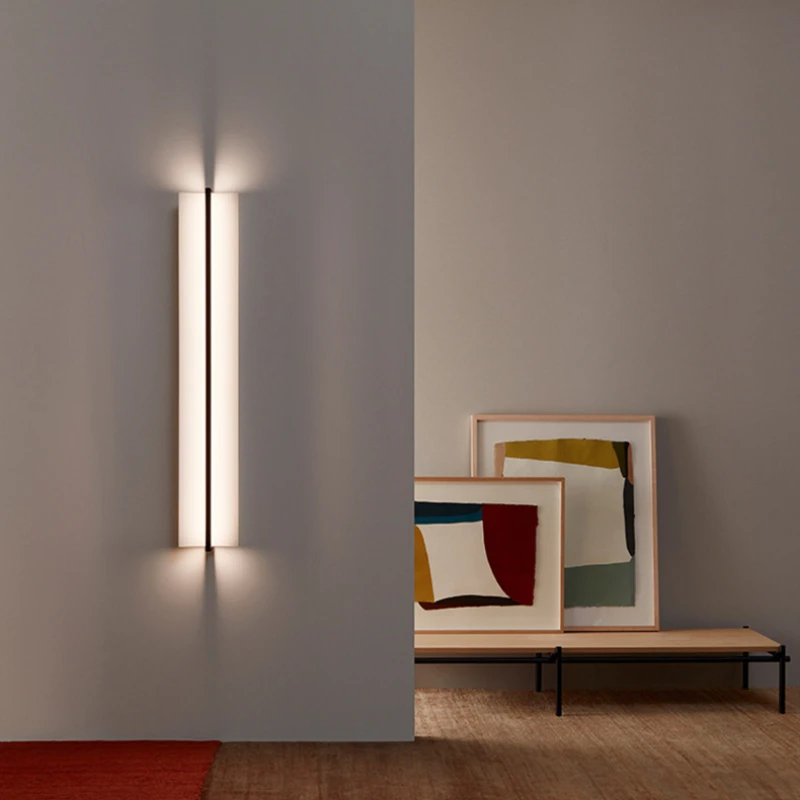 Nordic White Rectangle LED Wall Light Foyer Bedroom beside metal linear lamp Minimalist Aisle office staircase art decor lamp 2