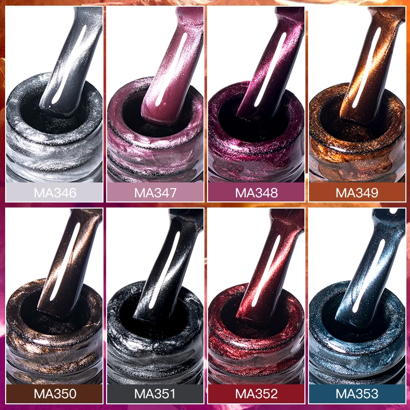 MEET ACROSS Silver Moonlight Magnetic Gel Nail Polish Sparkling Cat Eye Effect Soak Off Gel Semi-Permanent nail polish Nail Art 4