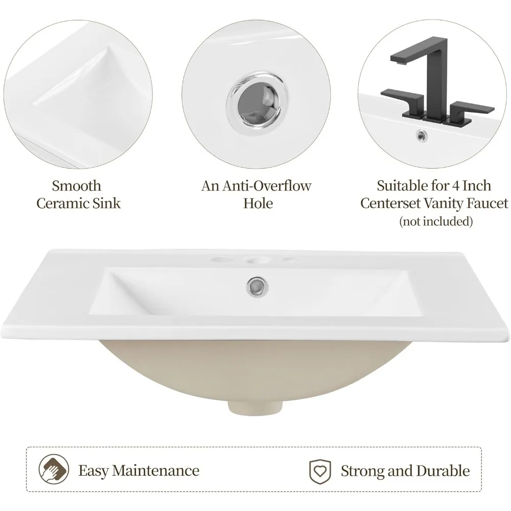 24" Bathroom Vanity with Sink, Wall Mounted Bathroom Sink Cabinet , Modern Clearance Bathroom Vanities with Sink Combo Set 4
